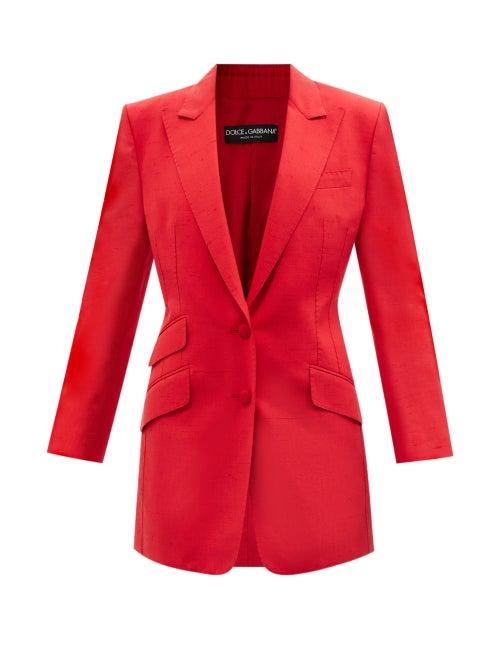 Ladies Rtw Dolce & Gabbana - Single-breasted Mikado Silk-blend Blazer - Womens - Red
