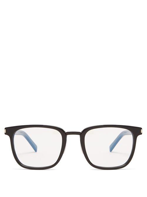 Matchesfashion.com Saint Laurent - Square Frame Acetate Glasses - Mens - Black