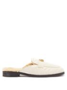 Gucci - Gg Marmont Shearling-leather Backless Loafers - Womens - White