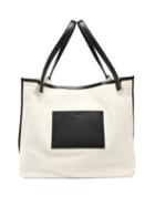 Matchesfashion.com Jil Sander - Leather-trimmed Canvas Tote Bag - Womens - Black Cream