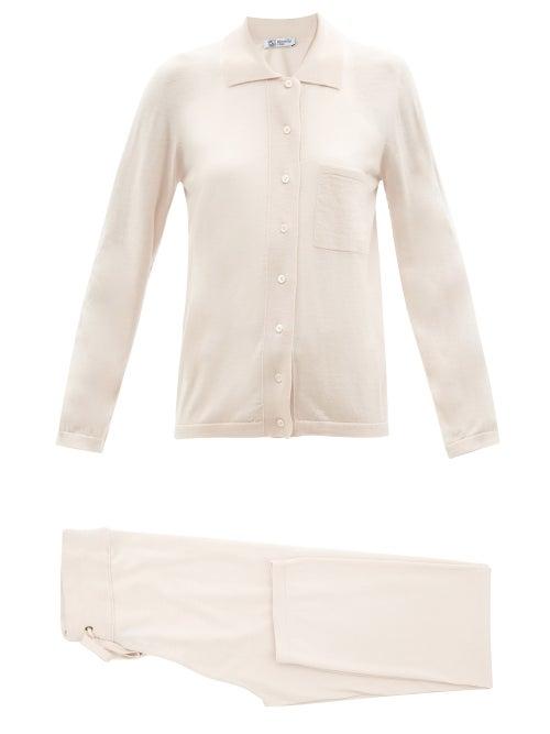 Johnstons Of Elgin - Wool Cardigan And Track Pants - Womens - Beige