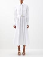 Valentino - V-plaque Belted Cotton-poplin Shirt Dress - Womens - White