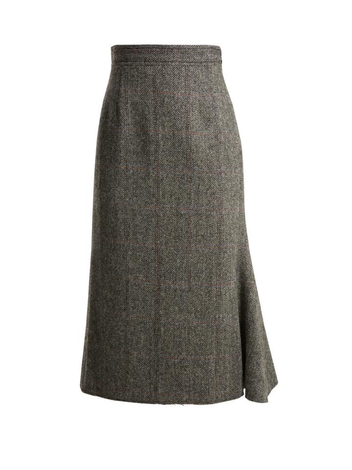Maison Margiela High-rise Checked-herringbone Wool Skirt