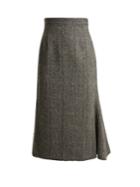 Maison Margiela High-rise Checked-herringbone Wool Skirt