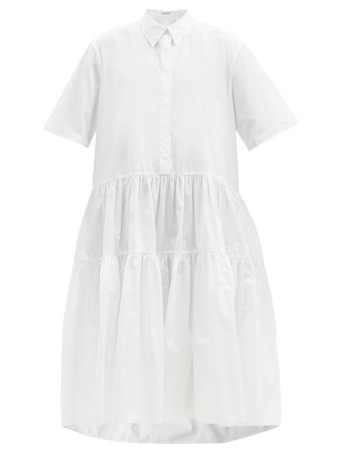 Matchesfashion.com Cecilie Bahnsen - Primrose Tiered Cotton-poplin Shirt Dress - Womens - White