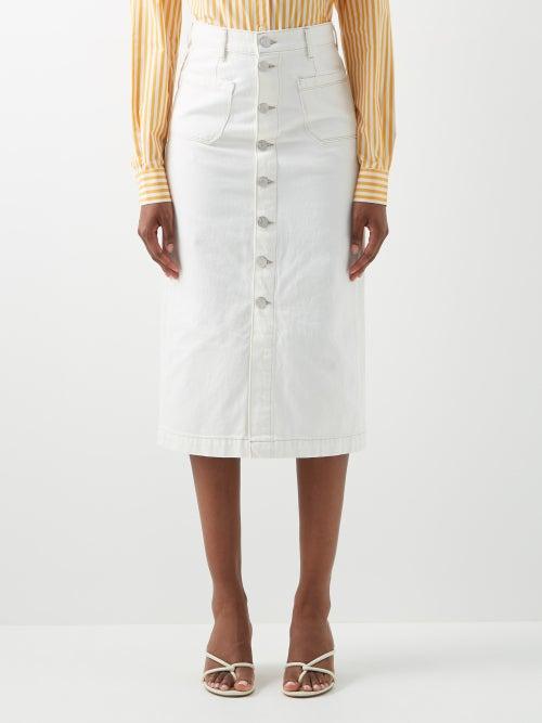 Frame - Le Bardot Denim Skirt - Womens - Ivory