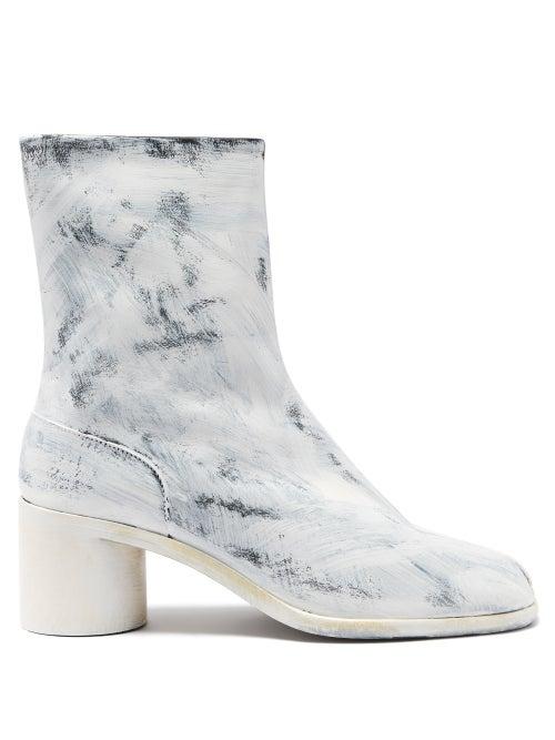 Maison Margiela - Tabi Split-toe Painted-leather Ankle Boots - Mens - Black White