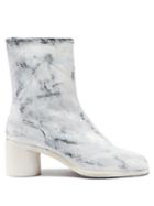 Maison Margiela - Tabi Split-toe Painted-leather Ankle Boots - Mens - Black White
