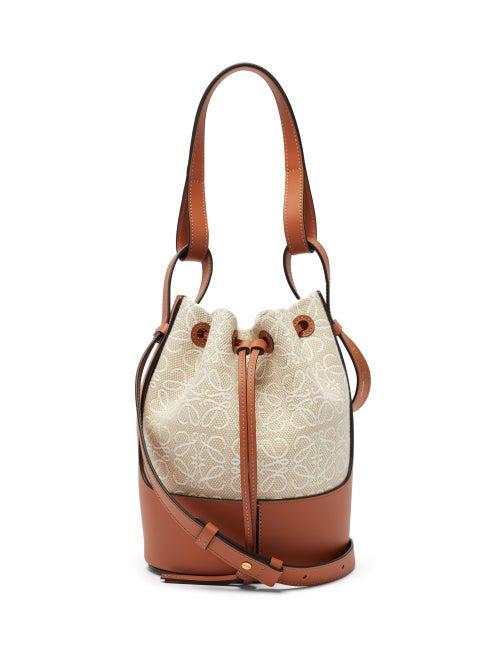 Matchesfashion.com Loewe - Balloon Small Logo-embroidered Canvas Shoulder Bag - Womens - Beige Multi