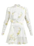 Matchesfashion.com Alessandra Rich - Floral Print Silk Devor Mini Dress - Womens - Yellow Print