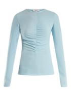 Tibi Ruched-front Stretch-crepe Top