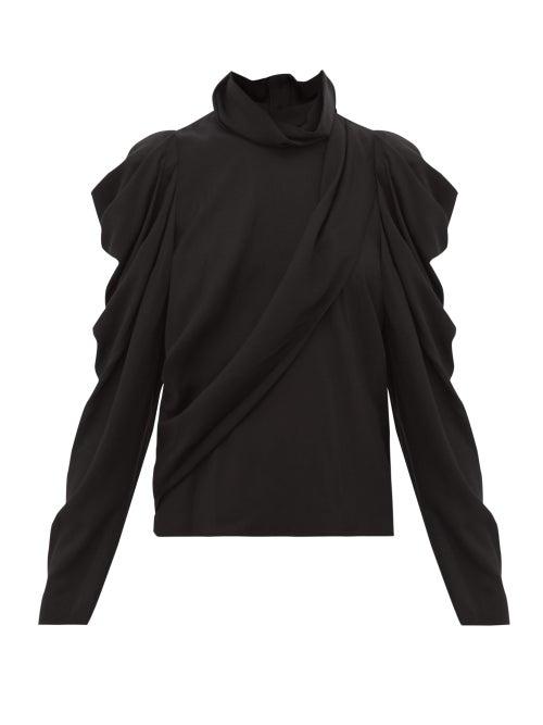 Matchesfashion.com Lemaire - Draped Crepe Blouse - Womens - Black
