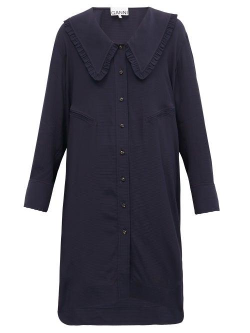 Matchesfashion.com Ganni - Chelsea-collar Shirt Dress - Womens - Navy