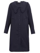 Matchesfashion.com Ganni - Chelsea-collar Shirt Dress - Womens - Navy