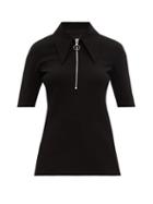 Matchesfashion.com Tibi - Half Zip Stretch Jersey Top - Womens - Black