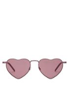 Matchesfashion.com Saint Laurent - Lou Lou Heart Metal Sunglasses - Womens - Pink