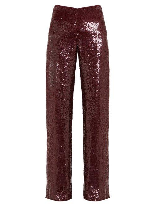 Matchesfashion.com Ashish - Sequinned High Rise Trousers - Womens - Burgundy