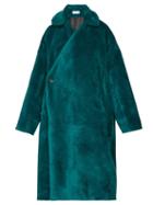 Matchesfashion.com Balenciaga - Asymmetric Fastening Faux Shearling Coat - Womens - Dark Green