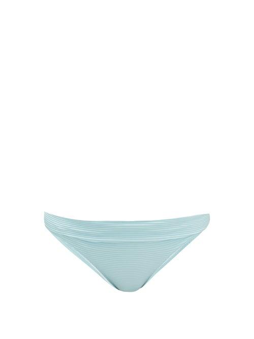 Matchesfashion.com Heidi Klein - Marseille Folded-waist Ribbed Bikini Briefs - Womens - Light Blue