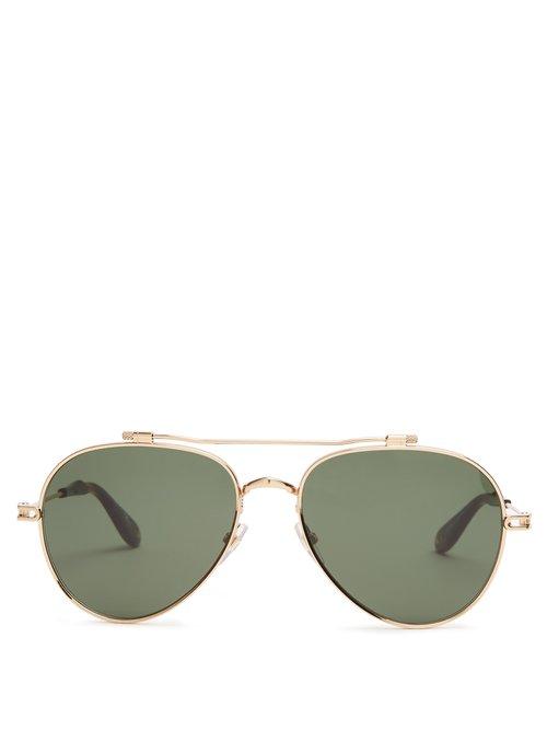 Matchesfashion.com Givenchy - Aviator Metal Sunglasses - Womens - Gold