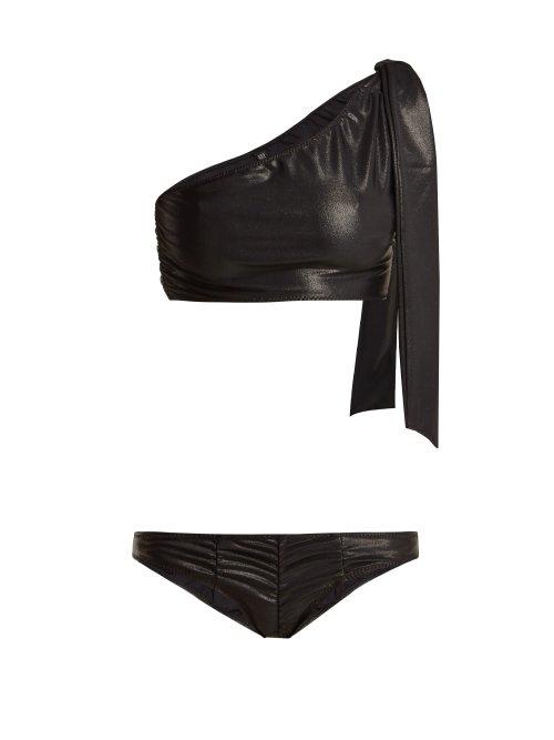Matchesfashion.com Lisa Marie Fernandez - Arden One Shoulder Bikini - Womens - Black