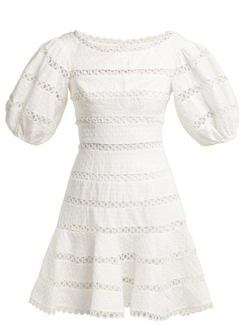 Matchesfashion.com Zimmermann - Bowie Cotton And Linen Blend Mini Dress - Womens - Ivory