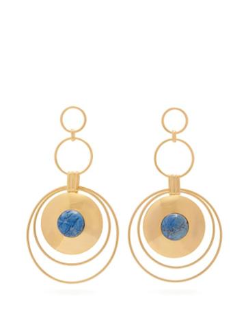 Matchesfashion.com Joelle Kharrat - Chapiteau Gold Plated Drop Earrings - Womens - Blue