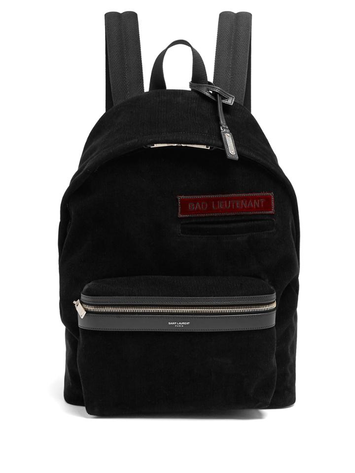 Saint Laurent Leather-trimmed Cotton-corduroy Backpack