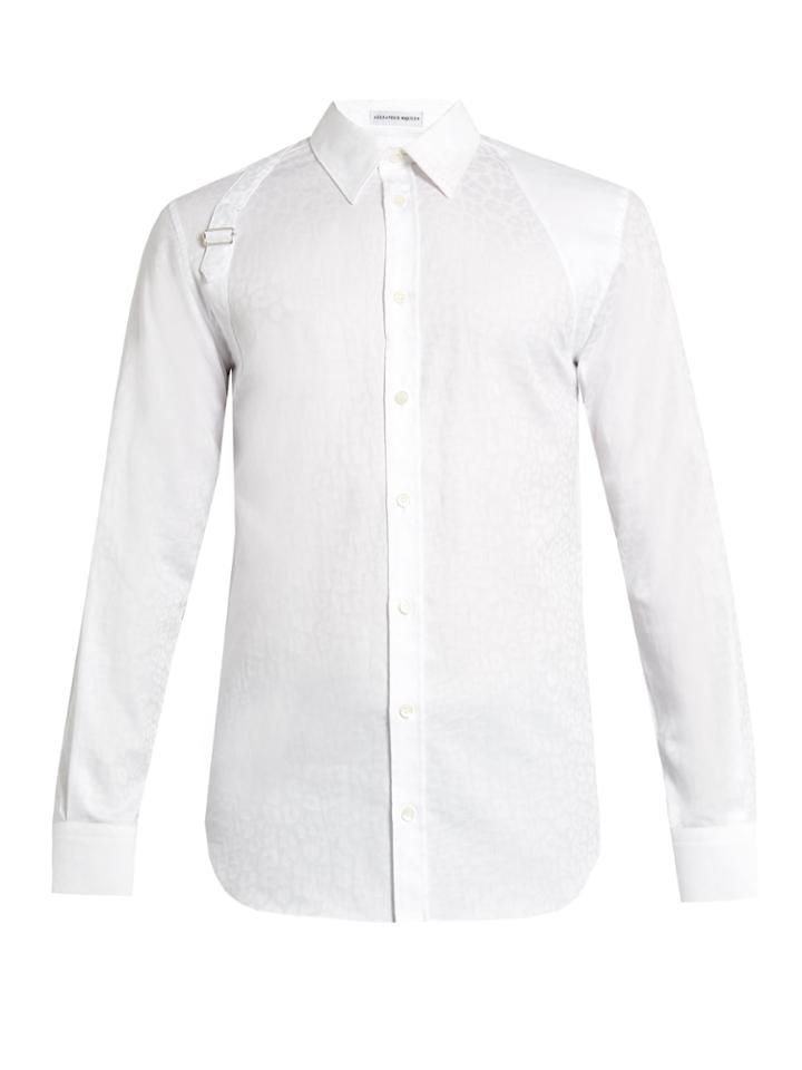 Alexander Mcqueen Harness Leopard-jacquard Long-sleeved Shirt