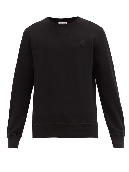 Matchesfashion.com Alexander Mcqueen - Skull Embroidered Cotton Sweatshirt - Mens - Black