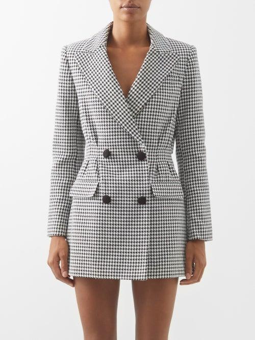 Self-portrait - Double-breasted Houndstooth Blazer Mini Dress - Womens - Multi