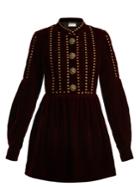 Saint Laurent Studded And Pleated Velvet Mini Dress