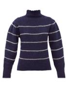 Matchesfashion.com Isabel Marant Toile - Georgia Roll-neck Striped Alpaca-blend Sweater - Womens - Navy