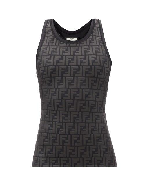 Matchesfashion.com Fendi - Ff Logo-print Jersey Tank Top - Womens - Black