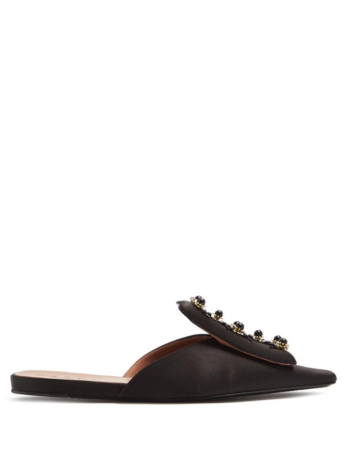 Marni Embellished Satin Slipper Shoes