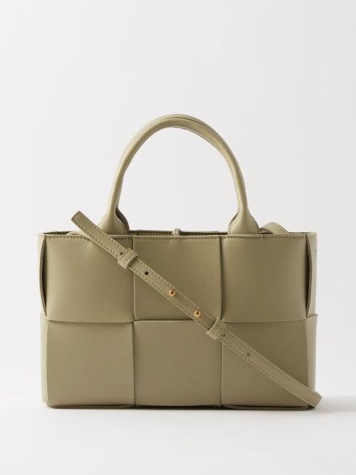 Bottega Veneta - Arco Mini Intrecciato-leather Tote Bag - Womens - Khaki