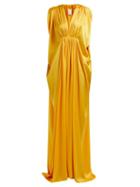 Matchesfashion.com Maison Rabih Kayrouz - Ruched Draped Satin Gown - Womens - Yellow