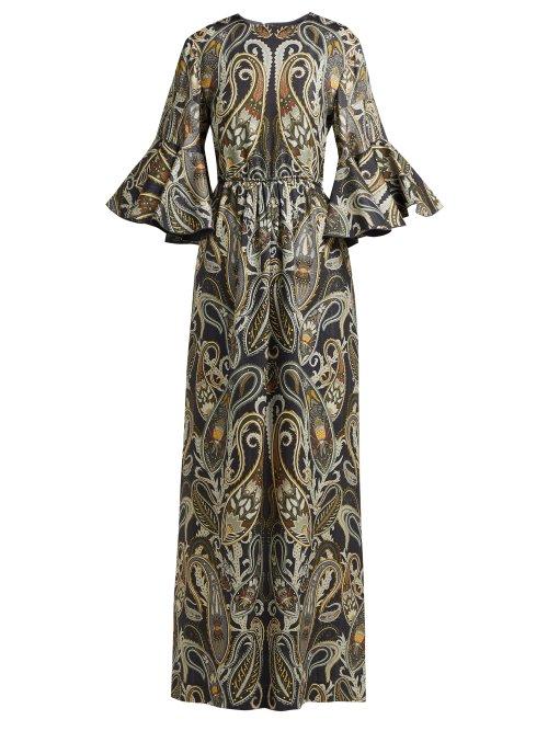 Matchesfashion.com Chlo - Paisley Print Silk Blend Dress - Womens - Black Multi