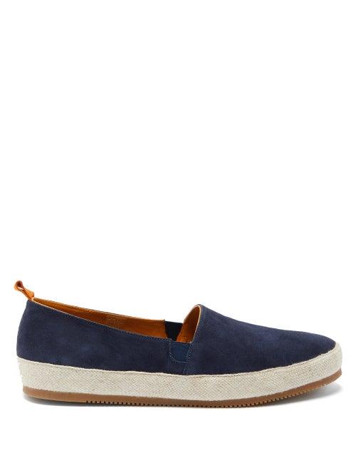 Mens Shoes Mulo - Suede Espadrilles - Mens - Navy