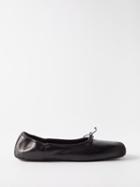 Balenciaga - Kensington Distressed-leather Block-toe Flats - Womens - Black