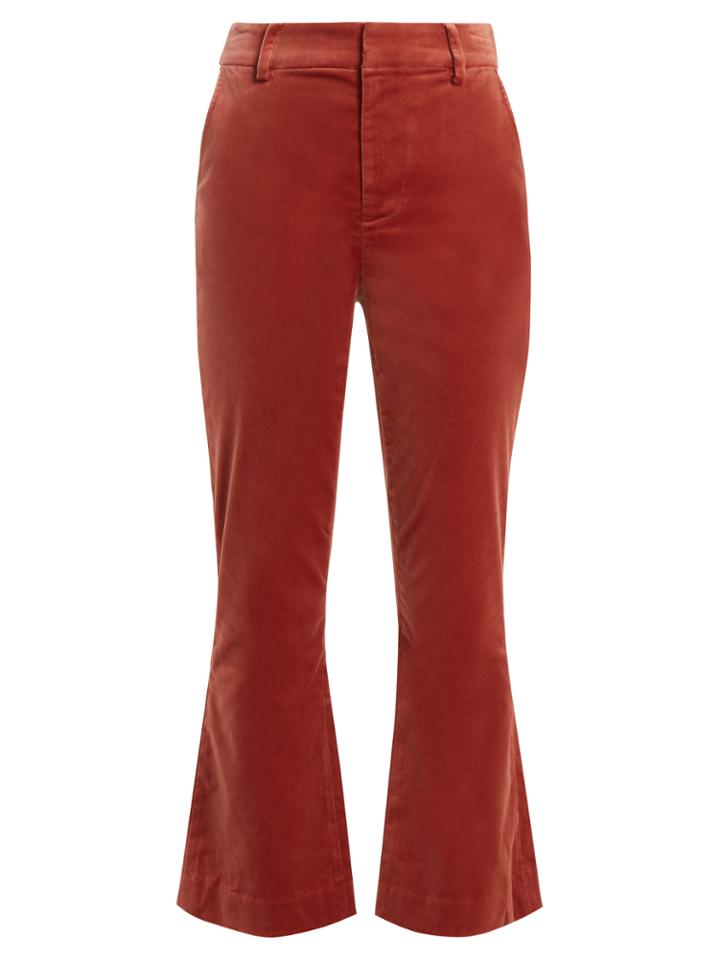 Frame Cropped Kick-flare Velvet Trousers