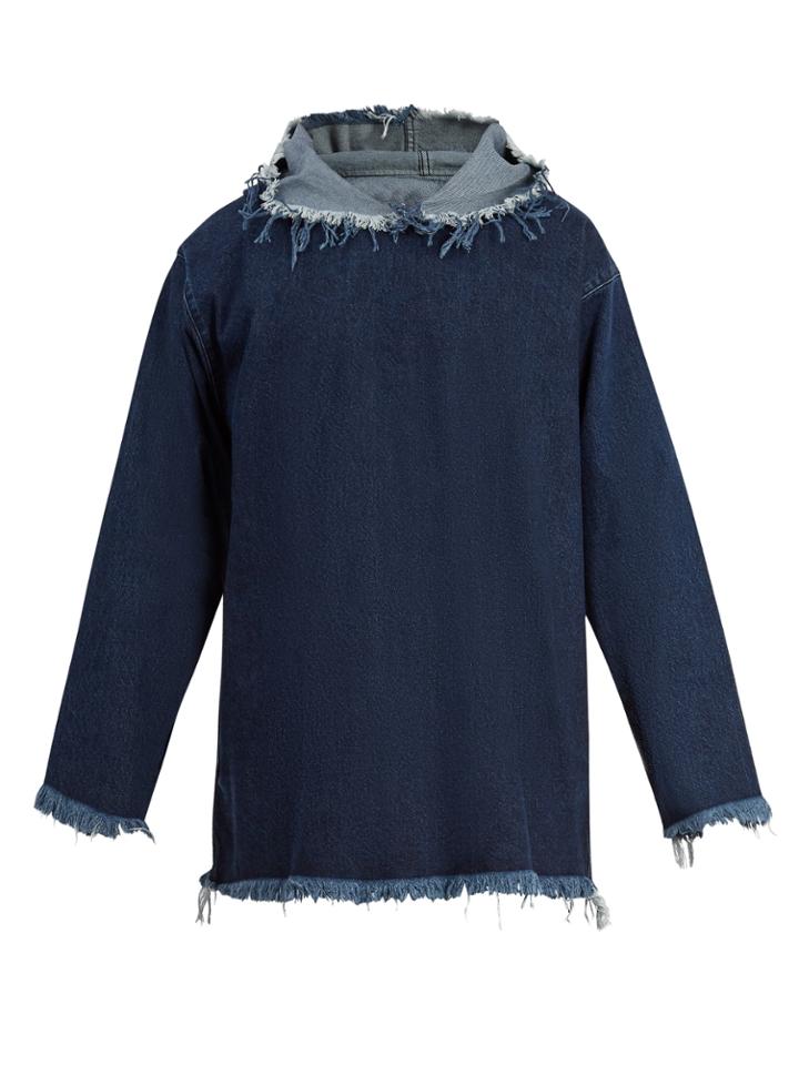 Marques'almeida Distressed-hem Hooded Denim Top