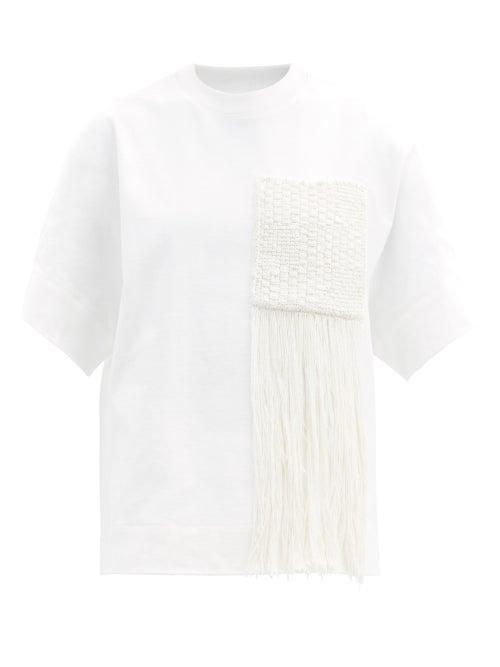 Matchesfashion.com Jil Sander - Fringed Pocket Cotton-jersey T-shirt - Womens - White
