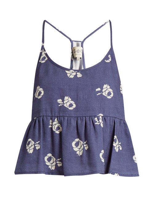Matchesfashion.com Sea - Geometric Floral Print Cotton Blend Cropped Top - Womens - Blue White
