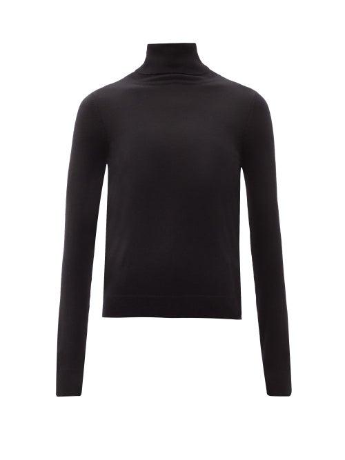 Matchesfashion.com La Collection - Frederica Roll-neck Merino-wool Sweater - Womens - Black