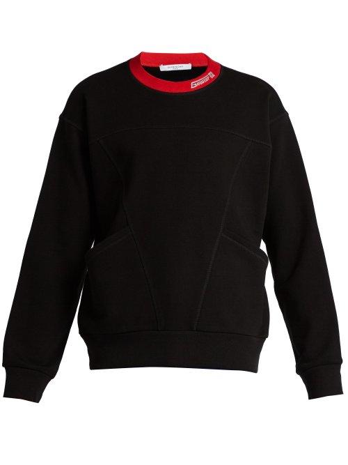 Matchesfashion.com Givenchy - Logo Embroidered Cotton Sweatshirt - Mens - Black