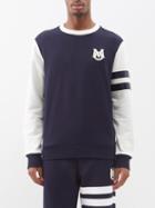 Moncler - Logo-embroidered Fleece-jersey Sweatshirt - Mens - Navy Multi