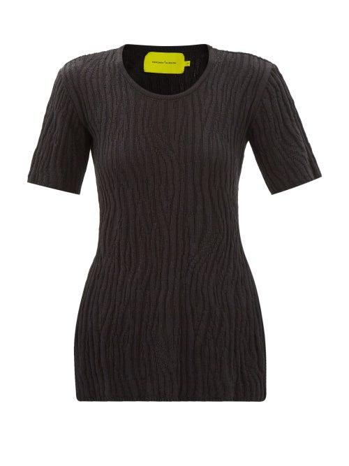 Marques'almeida - Open-back Ribbed Recycled-cotton T-shirt - Womens - Black