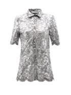 Matchesfashion.com Paco Rabanne - Coated-lace Longline Shirt - Womens - Silver