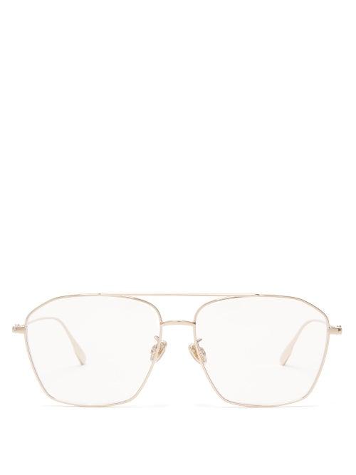 Matchesfashion.com Dior Eyewear - Diorstellaire Aviator Metal Glasses - Womens - Gold
